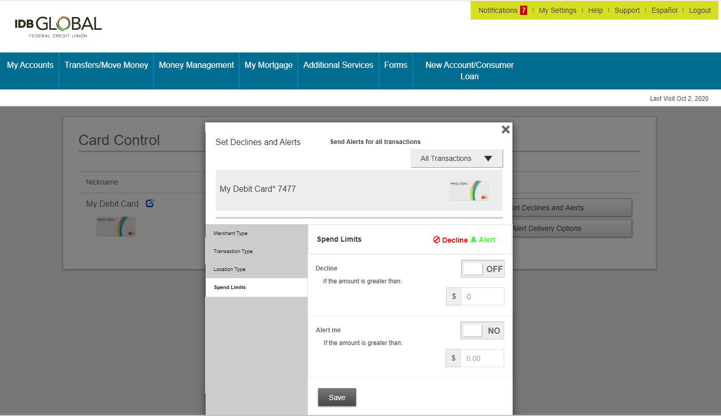 image with a screenshot explaining how to set spending limits for your transactions